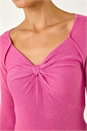 Pink Sweetheart Neck Ruched Knit Jumper, Image 5 of 5