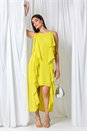 Lime Dipped Hem Ruffle Detail Midi Dress, Image 1 of 6