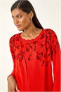 Red Floral Embellished Print Knit Set, Image 4 of 5