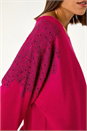 MAGENTA Leaf Sparkly Batwing Knit Jumper, Image 5 of 5