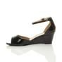 Black AJVANI Black Mid Wedge Heel Ankle Strap Sandals, Image 3 of 6