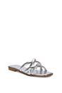 Silver XY LONDON Silver 'Fiona' Strappy Flat Open Toe  Sandal Mule Sliders, Image 2 of 5
