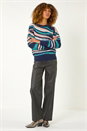Teal Sequin Animal Print Jumper, Image 2 of 5