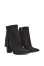 Black XY LONDON Black 'Ayla' Fold Over Ankle Boots Layered Point Toe Block Heel Booties, Image 3 of 6