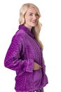 Purple Supersoft Button Front Embossed Bed Jacket, Image 4 of 5