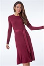 Wine Belted Knitted Midi Dress, Image 2 of 5