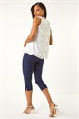 Ivory  Lace V-Neck Ruffle Front Top, Image 3 of 5
