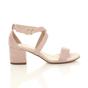 Natural AJVANI Natural Mid Block Heel Crossed Straps Sandals, Image 2 of 6