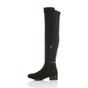 Black AJVANI Black Elastic Gold Zip Over The Knee Boots, Image 3 of 6