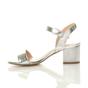 Silver AJVANI Silver Mid Block Heel Strappy Sandals, Image 3 of 6