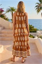 Tan Border Print Smock Maxi Dress, Image 3 of 4