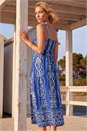 Royal Blue Abstract Midi Dress, Image 3 of 4