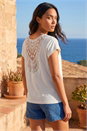 White Lace Back Jersey Stretch Top, Image 3 of 4