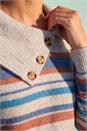 Grey Cowl Neck Stripe Jumper, Image 4 of 4