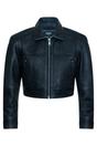 Black Womens Cropped Biker Leather Jacket, Image 1 of 4
