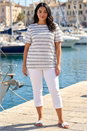 Ivory Curve Stripe Frill Lace Top, Image 1 of 4