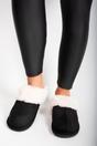 Black iKrush Black Maelis Faux Fur Lined Slip On Slippers, Image 6 of 8