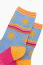 Blue Sunshine Waves Striped Bamboo Socks - Blue, Image 3 of 4