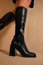 Black 'Zhuri' Mid Block Heel Knee High Boots, Image 1 of 3