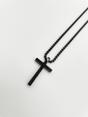 Black Cross Pendant Necklace in Black, Image 1 of 4