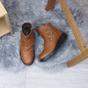 Tan AJVANI Tan Low Wedge Comfort Button Ankle Boots, Image 4 of 6