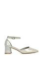 Grey XY LONDON Grey 'Evie' Low Block Heel Court Shoes With Pointed Toe, Image 1 of 6