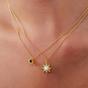 Gold White Opal Sun & Sunburst Necklace in Sterling Silver, Image 2 of 4