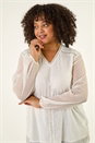 Ivory  Curve Textured V-Neck Top, Image 4 of 5