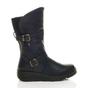 Navy Blue Low Wedge Heel Comfort Calf Biker Boots, Image 2 of 6