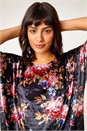 Black Floral Print Velvet Top, Image 4 of 5