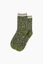 Khaki Leopard Combed Cotton Glitter Socks, Image 3 of 4