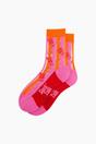 Multi Lobster Stripes Combed Cotton Sheer Pop Socks in Pink/Red, Image 3 of 4
