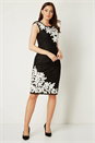 Black Contrast Tapework Dress, Image 2 of 4