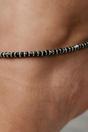 Black Sterling Silver Black Bead Chain Summer Indie Silver Indian Payal Emo Anklet, Image 2 of 3