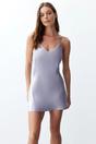 Lilac WOVCOR Lilac V-Neck Lace Back Satin Strappy Mini Nightdress, Image 1 of 3