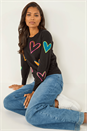 Black Heart Print Knitted Jumper , Image 2 of 5