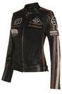 Black Leather Biker Racing Badges Jacket, Image 2 of 5