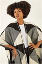Black Monochrome Knit Poncho, Image 1 of 5
