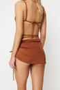 Brown Triangle Bikini Set with Tie Side Skirt Detail, Image 3 of 3