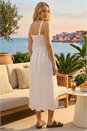 White Crochet Strappy Midi Dress, Image 3 of 4