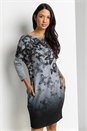 Black Butterfly Print Embellished Slouch Dress, Image 4 of 4