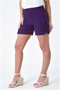 Purple Lace Trim Stretch Elastic Waist  Shorts, Image 5 of 6