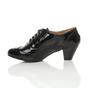 Black Mid Cuban Heel Brogue Ankle Shoe Boots, Image 3 of 6