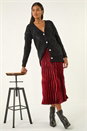 Red Foil Pleated Skirt, Image 2 of 5