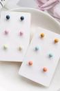 Peach Multicolour Matte Round Ball Studs, Image 2 of 3