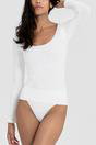 White Long Sleeve Sculpting Top Smooth Fit, Image 3 of 5