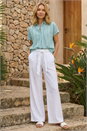 Sage Stripe Pleat Front Relaxed Overshirt, Image 2 of 4