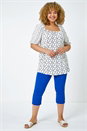 White Curve Spot Print Tie Detail Top, Image 4 of 5