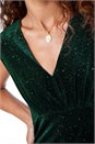 Dark Green Glitter Velvet Maxi Dress, Image 5 of 5