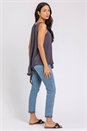 Grey Embellished Neck Asymmetric Hem Tunic Top, Image 2 of 4